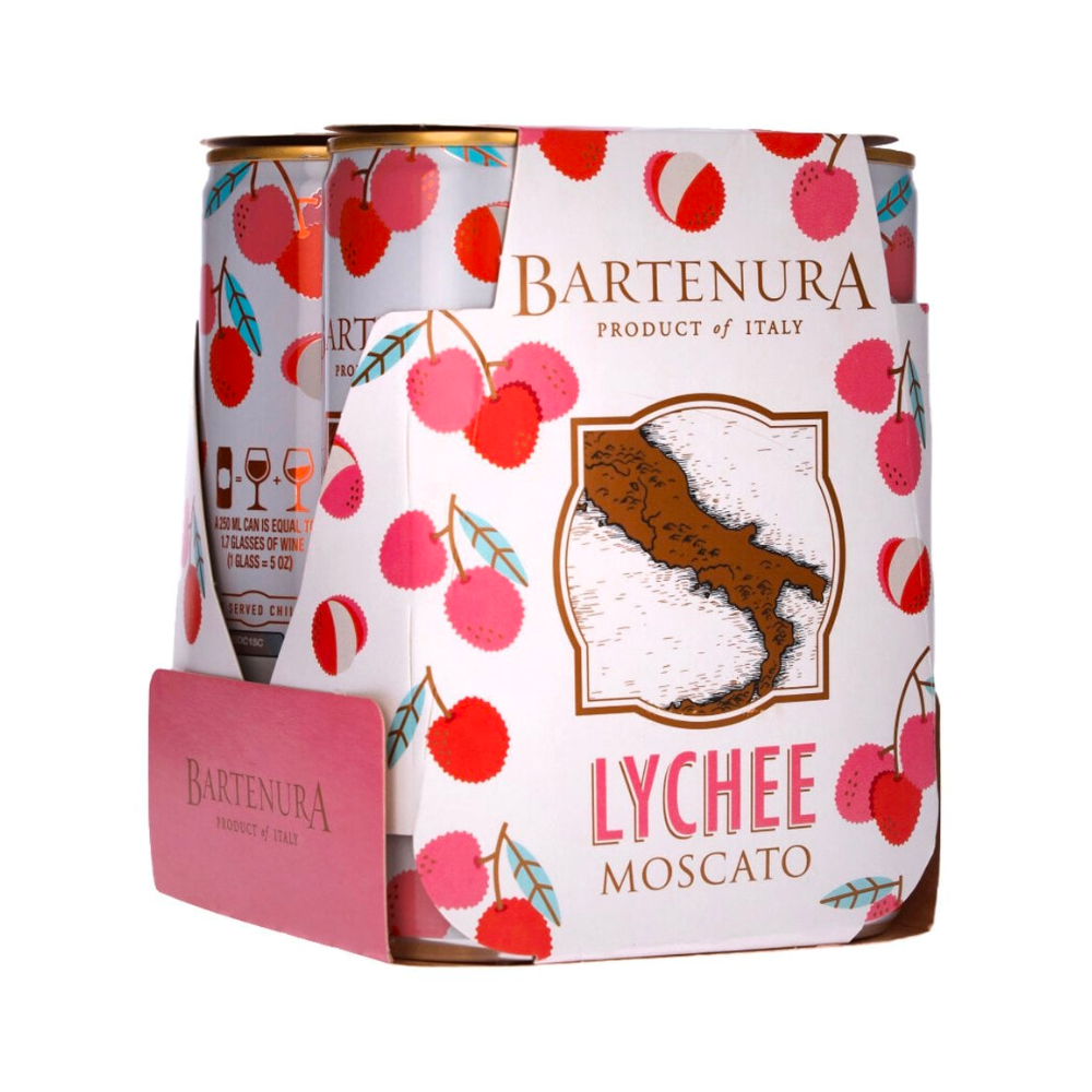 Bartenura Lychee Moscato Sparkling Wine in Can 4 x 250ml
