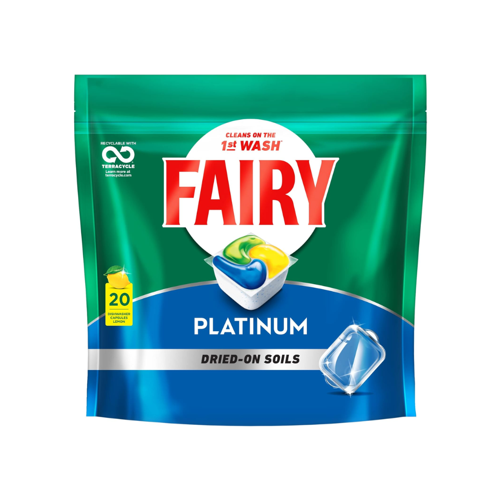 Fairy Platinum Dishwasher Capsules Lemon 20 Pack 298g