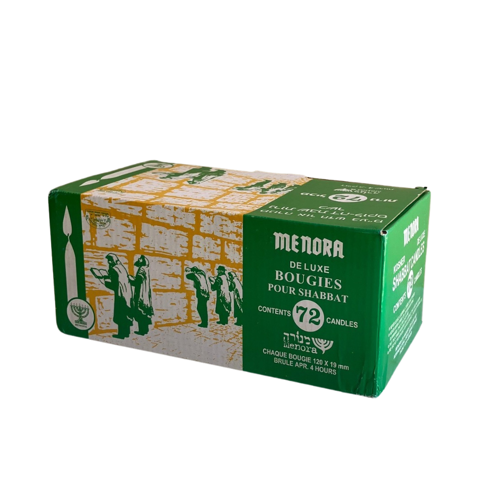 Menora Shabbat Candles Deluxe 4Hr 72 Pack
