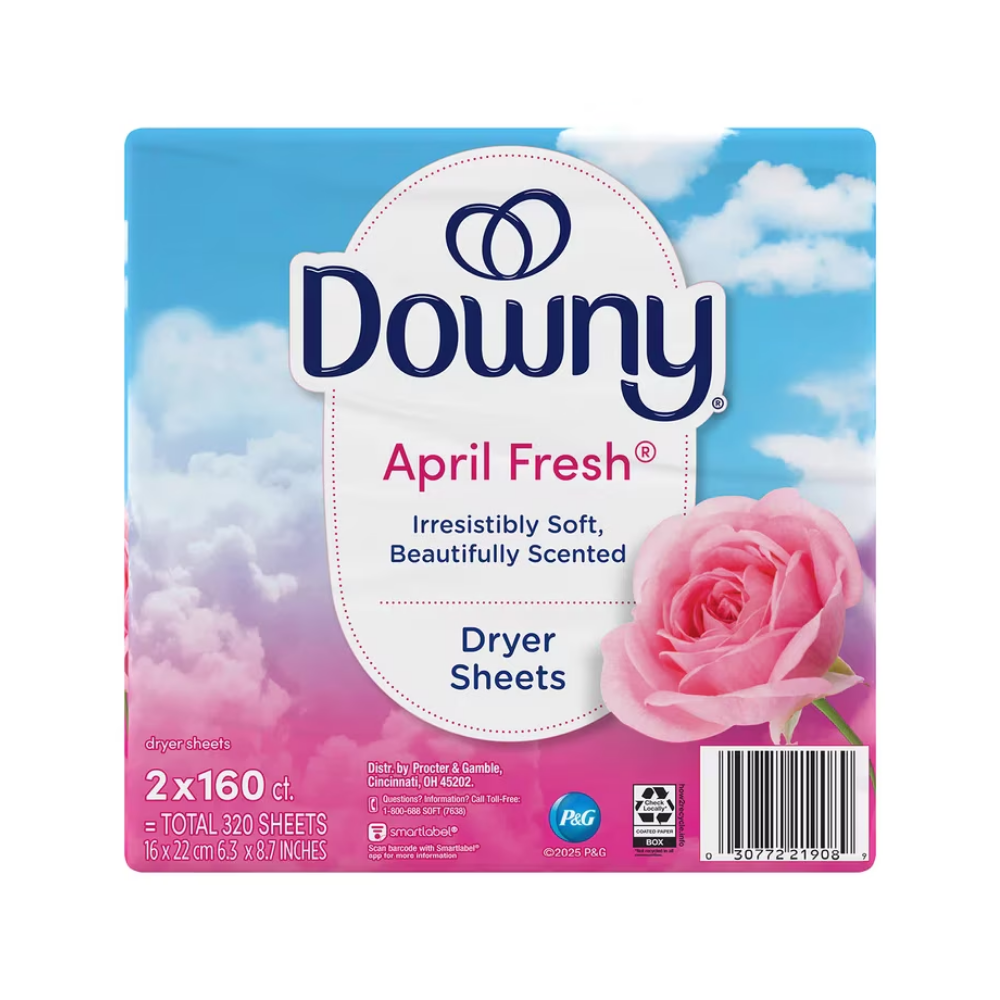 Downy Fabric Softener Dryer Sheets April Fresh 2 x 160 Sheets (320 SHEETS)