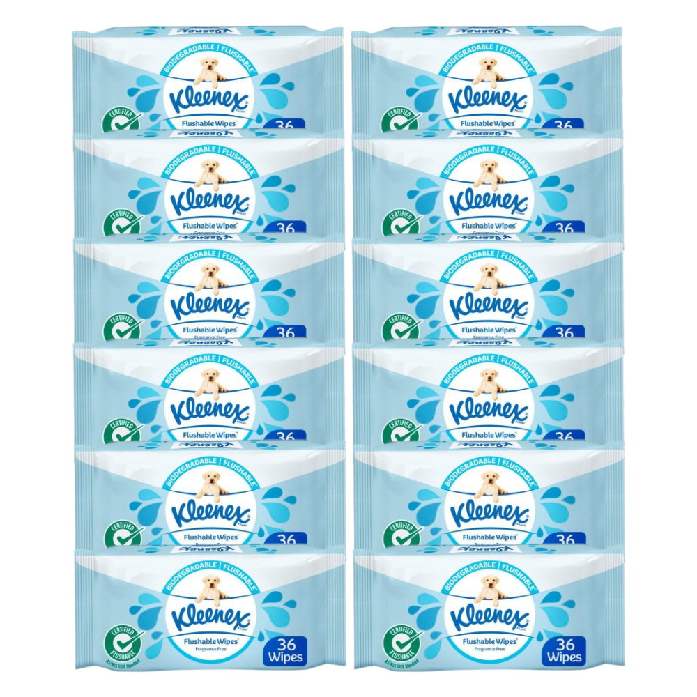 Kleenex Complete Clean Flushies Fragrance Free 12 x 36 Sheets
