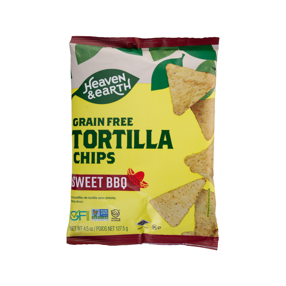 Heaven & Earth Grain Free Tortilla Chips Sweet BBQ 127g