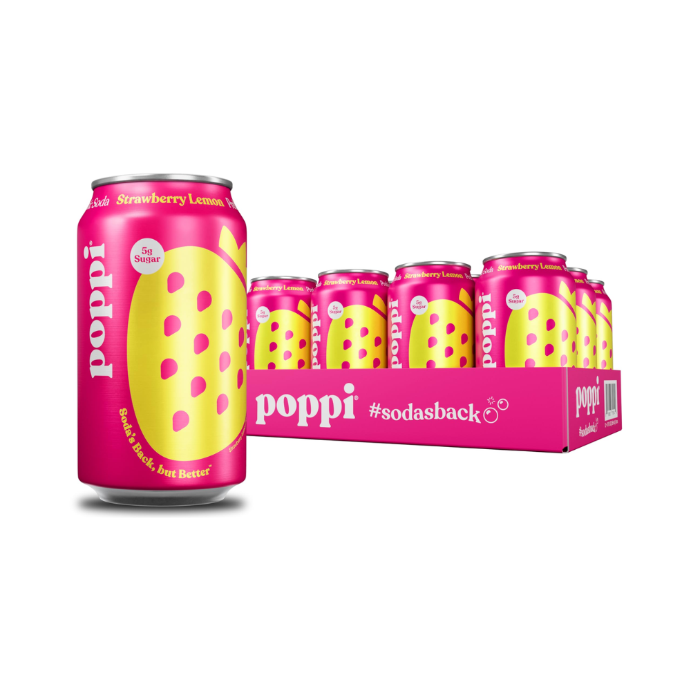 Poppi Prebiotic Soda Strawberry Lemon 355ml x 12