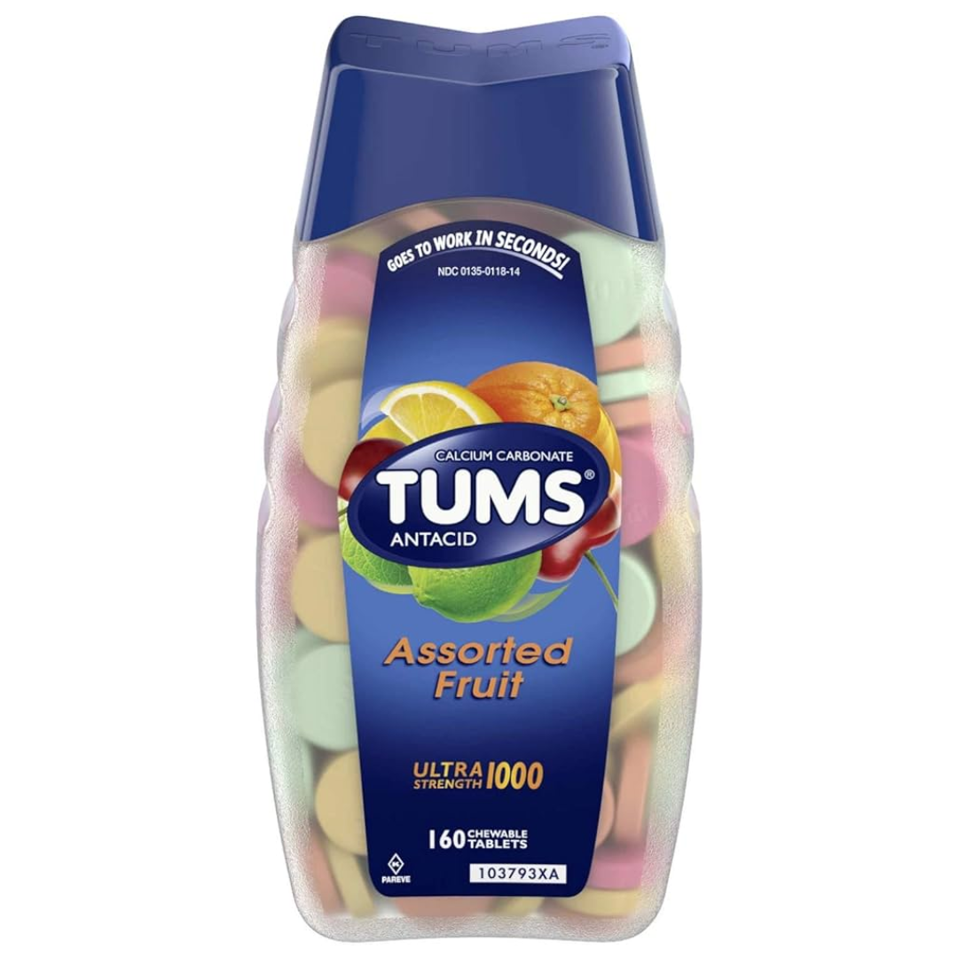 Tums Assorted Fruit 160 Chewable Tablets Ultra Strength 1000