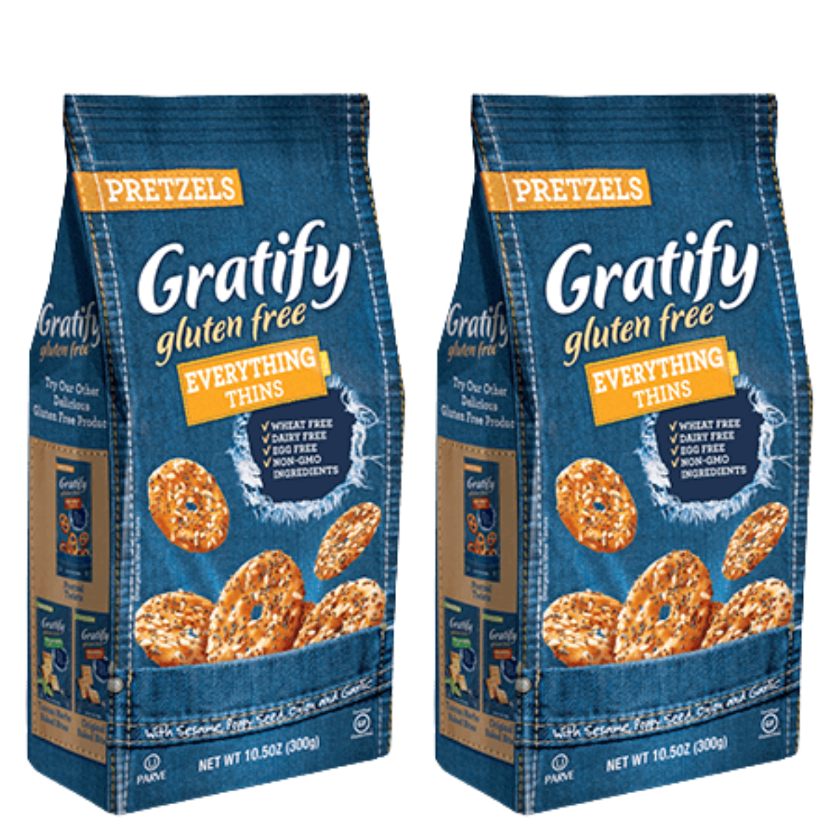 Gratify Gluten Free Pretzel Thins with Everything Spice 300g x 2