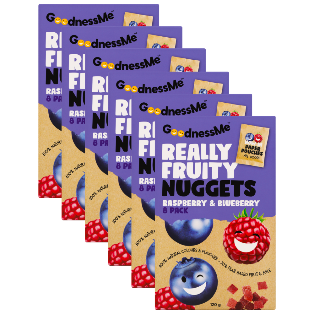 Goodness Me Fruit Nuggets Raspberry and Blueberry Duo 120g x 6