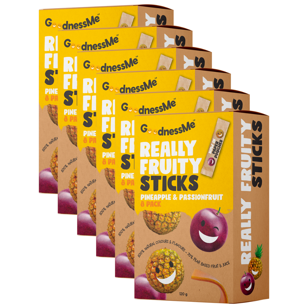 Goodness Me Fruit Sticks Pineapple & Passionfruit Duo 120g x 6 Solly