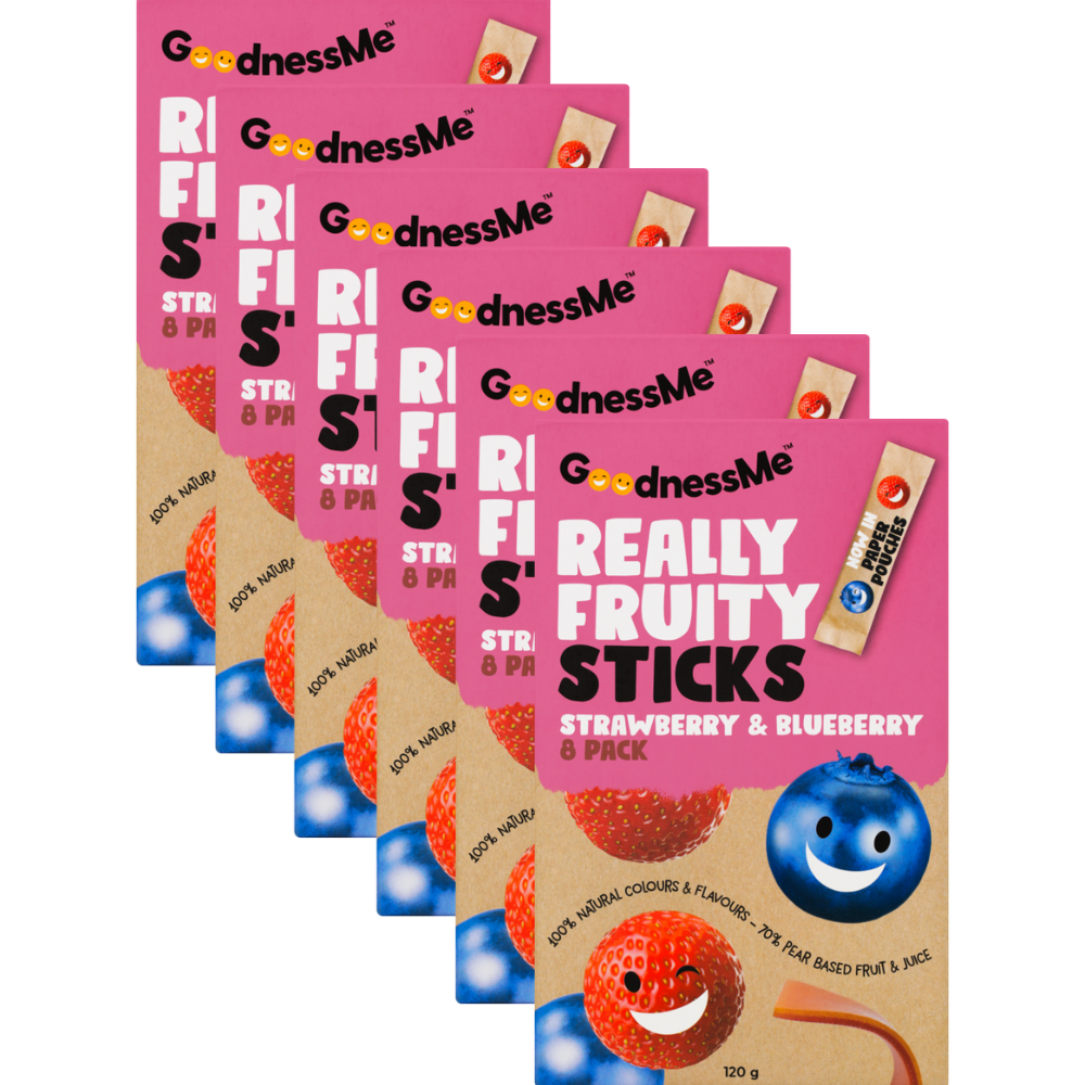 Goodness Me Fruit Sticks Strawberry and Blueberry Duo 120g x 6 Solly