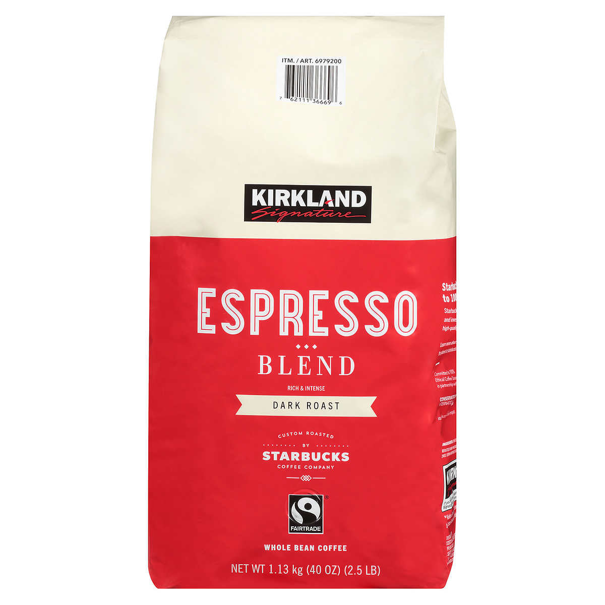 Kirkland Signature Espresso Blend Coffee, Dark Roast, Whole Bean, 1.13kg