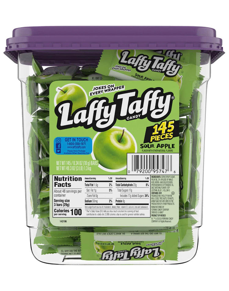 Laffy Taffy Tub Sour Apple 145 Pieces 1.39kg