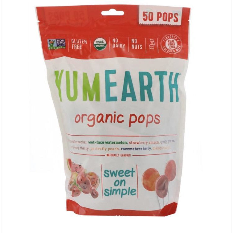Yum Earth Organic Assorted Vegan Fruit Lollipops 50 Pops 348g