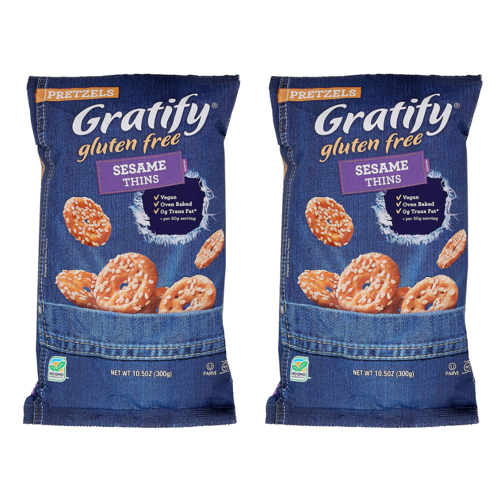 Gratify Gluten Free Pretzel Sesame Thins 300g x 2