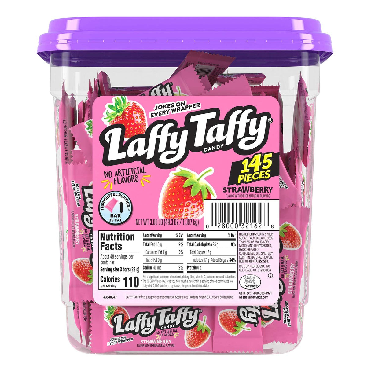 Laffy Taffy Tub Strawberry 145 Pieces 1.4kg
