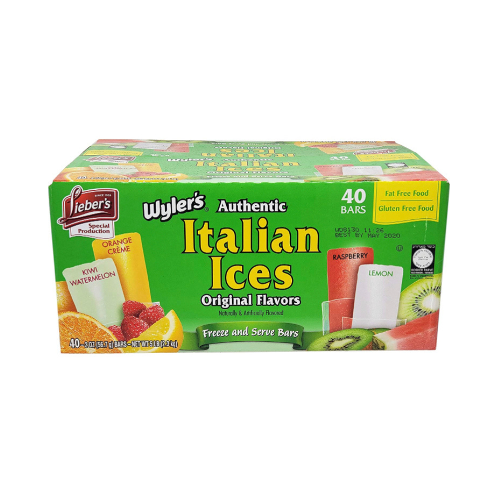 Wyler’s Authentic Italian Ices Original Flavours Kiwi Watermelon & Orange Cream Mix 40 Bars 2.3kg