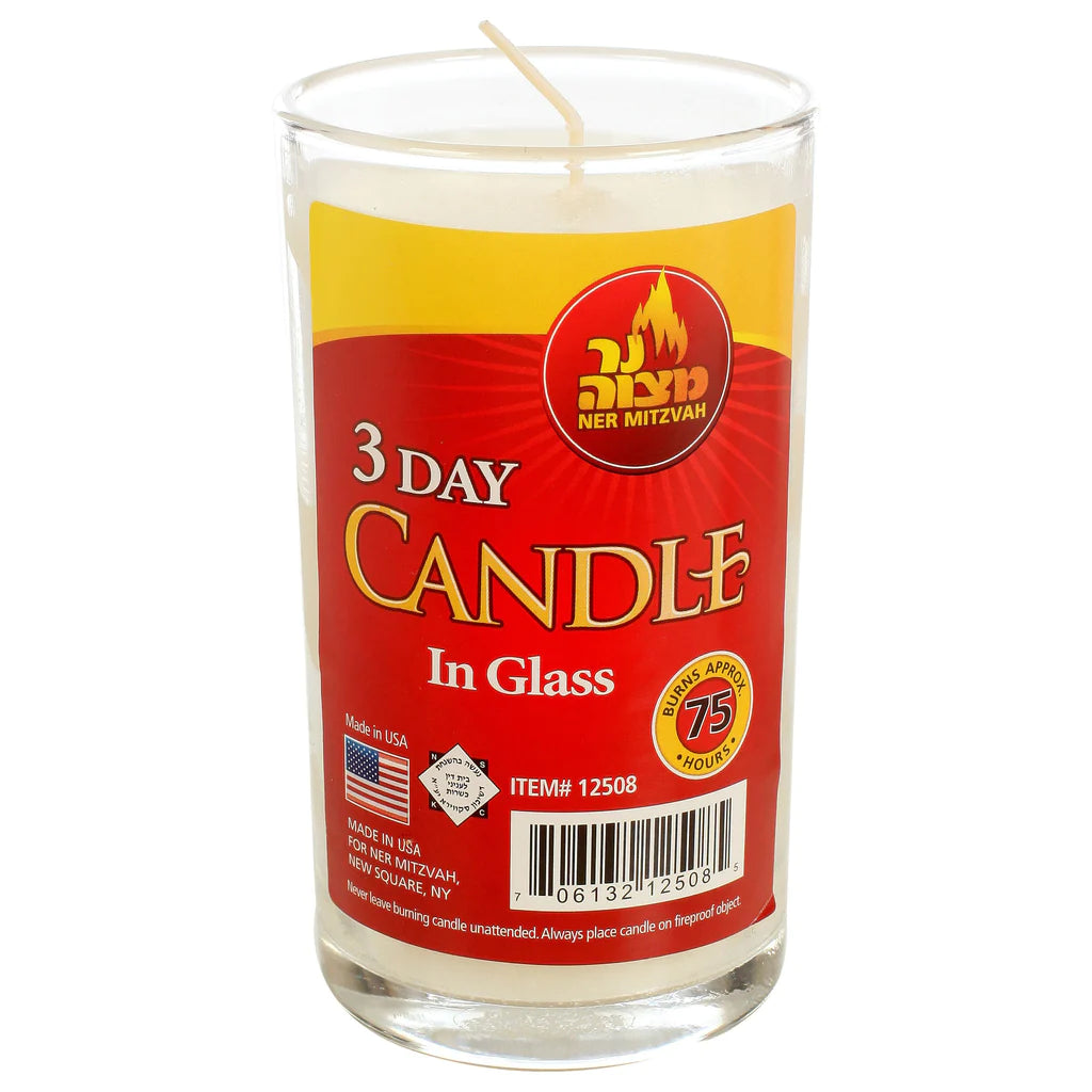 Ner Mitzvah 3 Day Candle In Glass