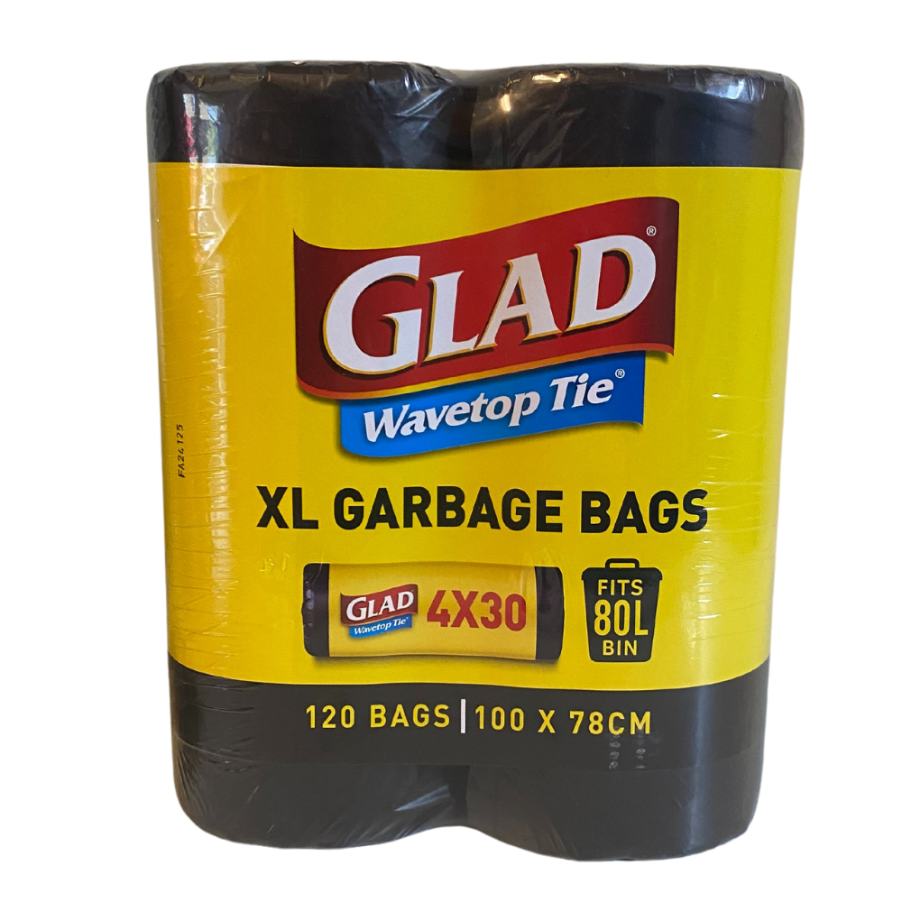 Glad Wavetop Tie XL Garbage Bags, 100 x 78cm, 120 Bags