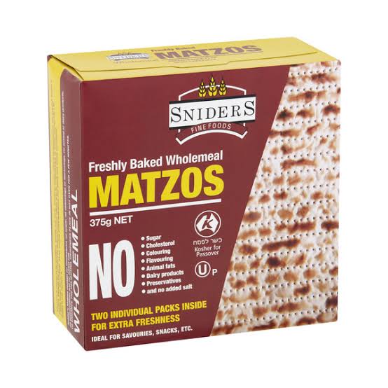 Sniders Wholemeal Matzos Passover 375g