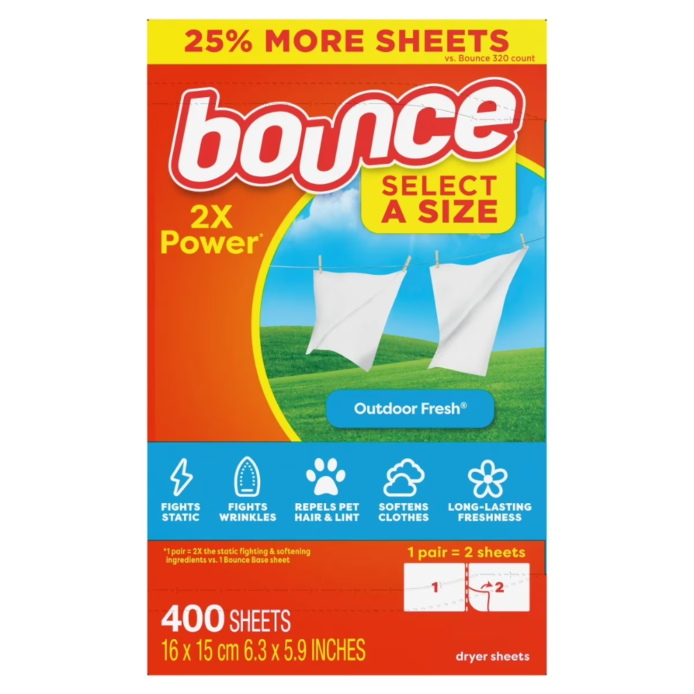 Bounce Fabric Softener Select A Size Dryer Sheets Outdoor Fresh 400ct