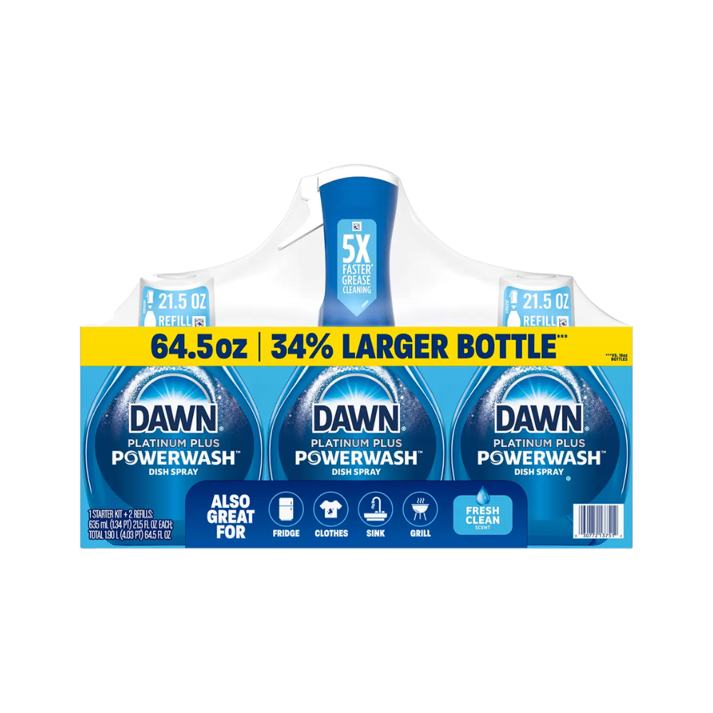 Dawn Platinum Powerwash, 1 Starter Kit and 2 Refills, 1.9 L