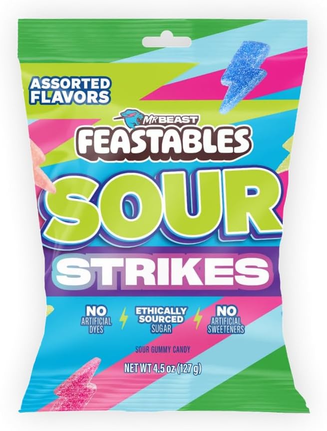 Mr Beast Feastables Sour Strikes Assorted Gummy Candy 127g