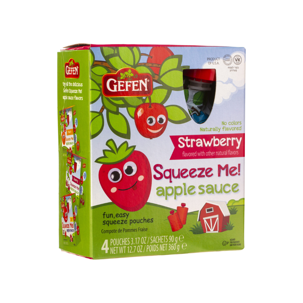 Gefen Strawberry Apple Sauce Squeeze Me 4 Pouches x 90g