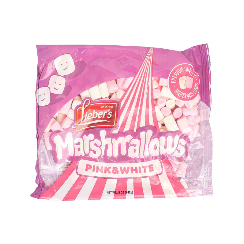 Liebers Mini Pink & White Marshmallows 140g