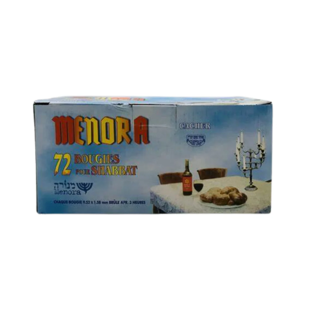 Menora Shabbat Candles 3 HR 72 Pack