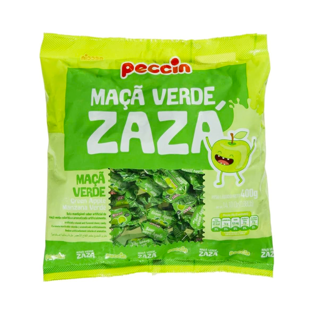 Peccin Maca Verde Zaza Sour Green Apple Chews 400g