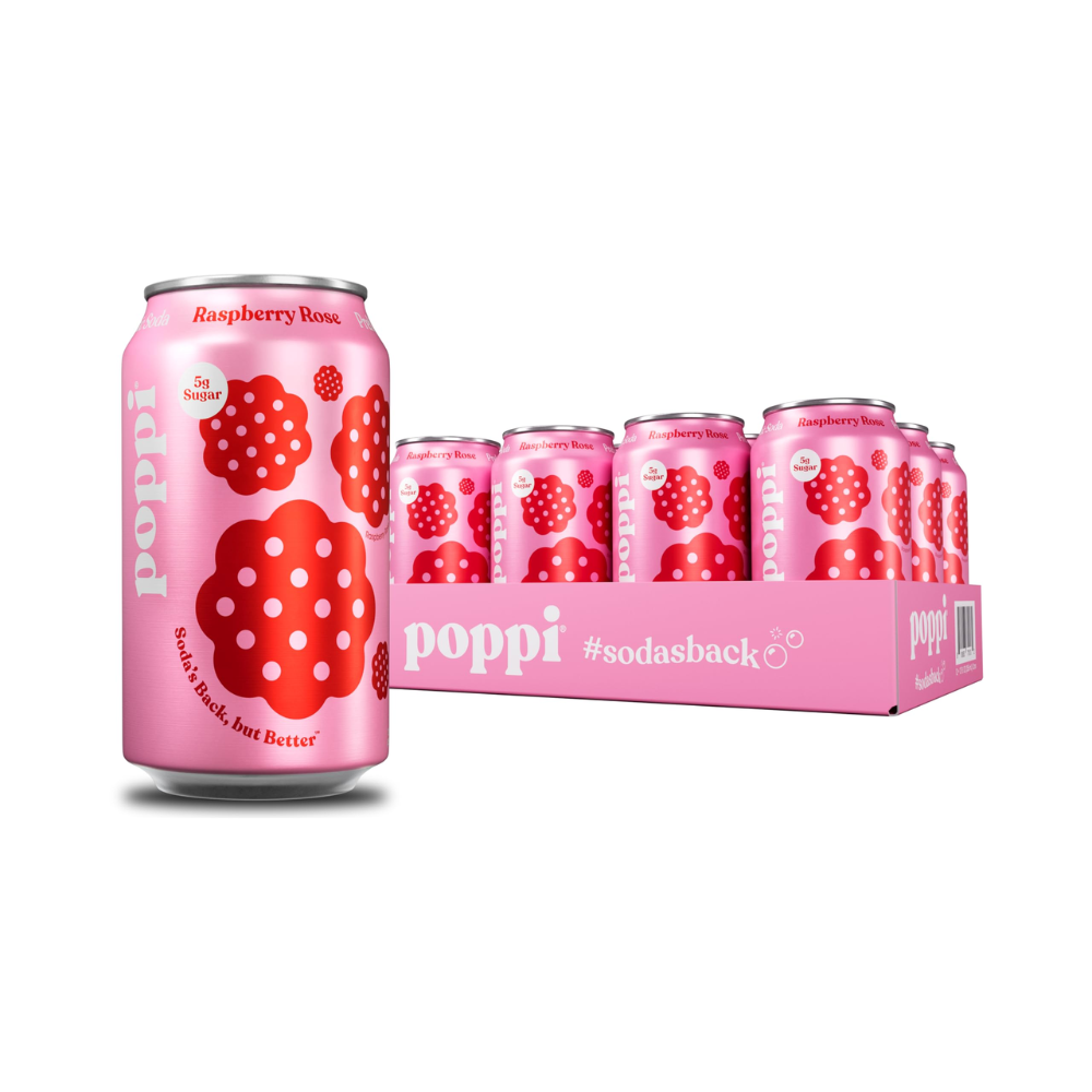Poppi Prebiotic Soda Raspberry Rose 355ml x 12