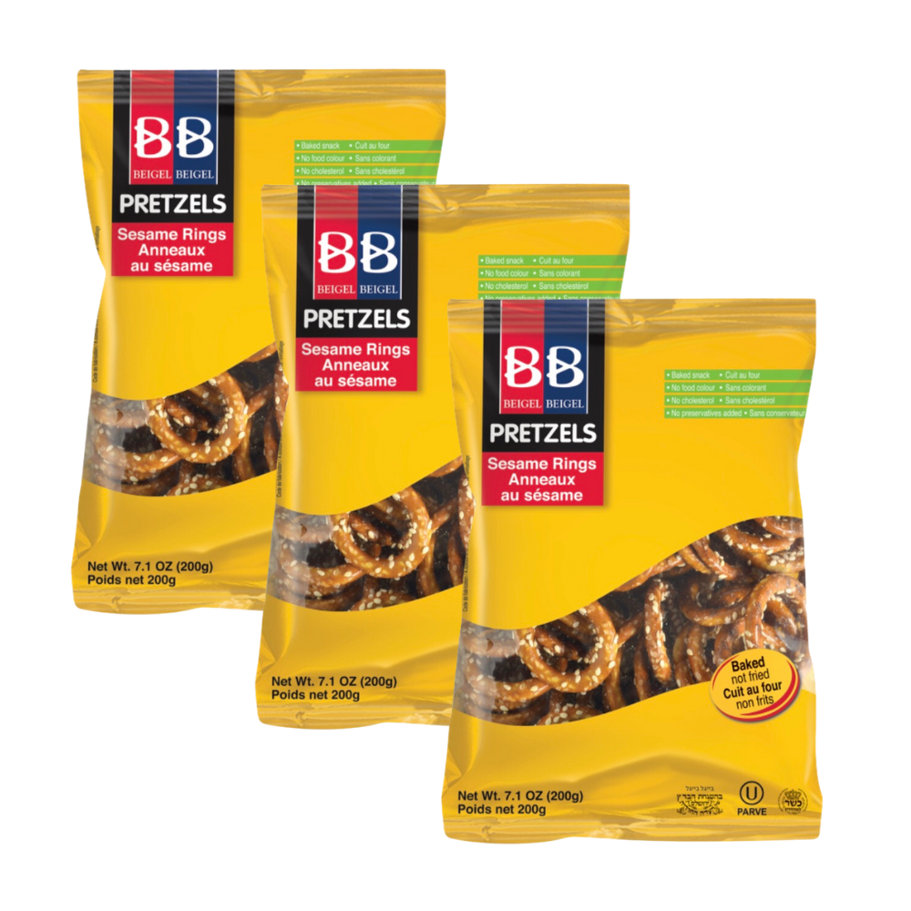 Beigel & Beigel Pretzels Sesame Rings 200g x 3