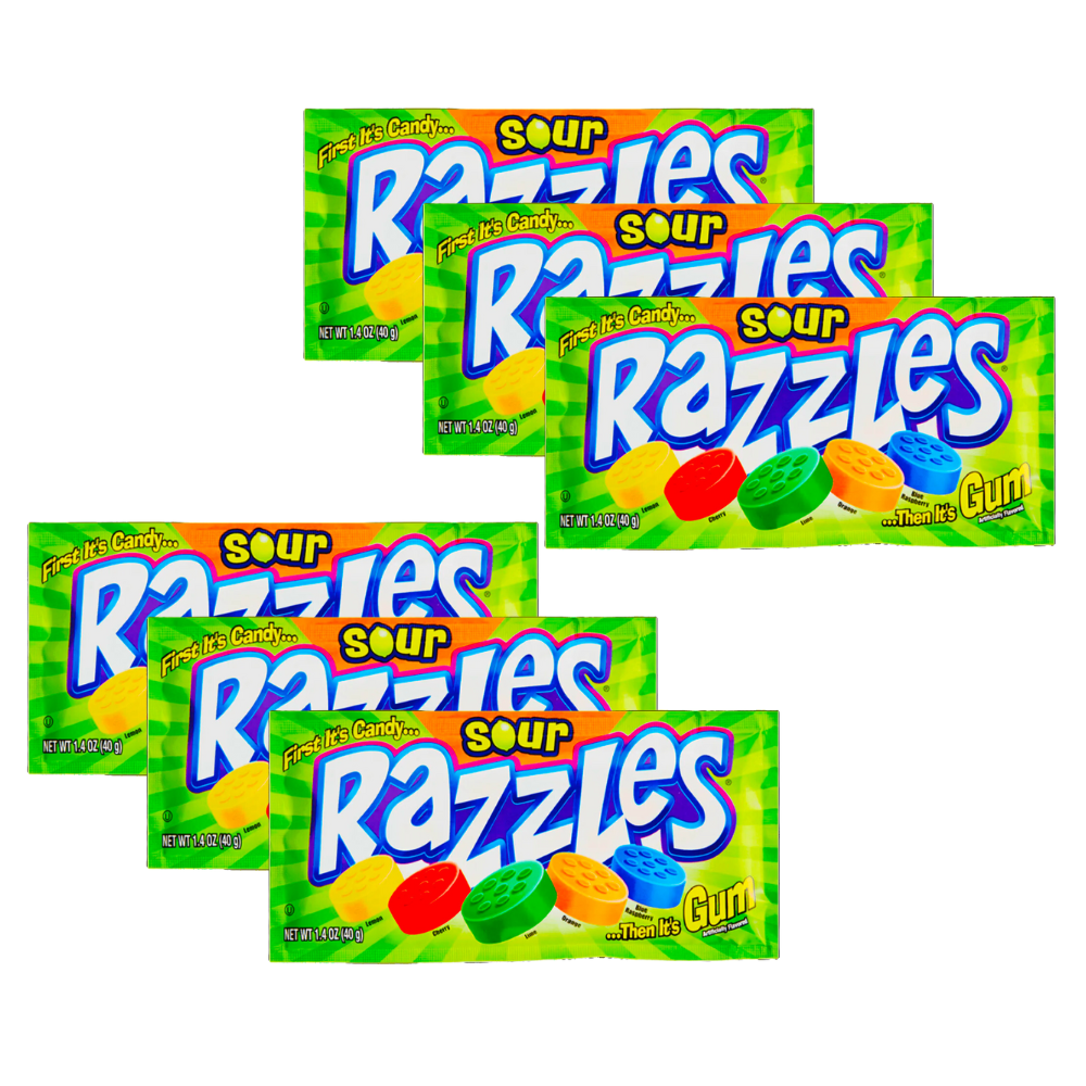 Sour Razzles 40g x 6