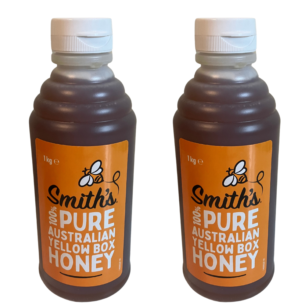 Smith's 100% Pure Australian Yellow Box Honey 1 kg Squeeze Bottle x 2