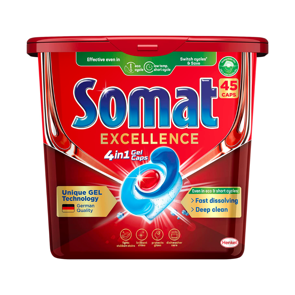 Somat Excellence 4-in-1 Dishwasher Capsules 45 Pack