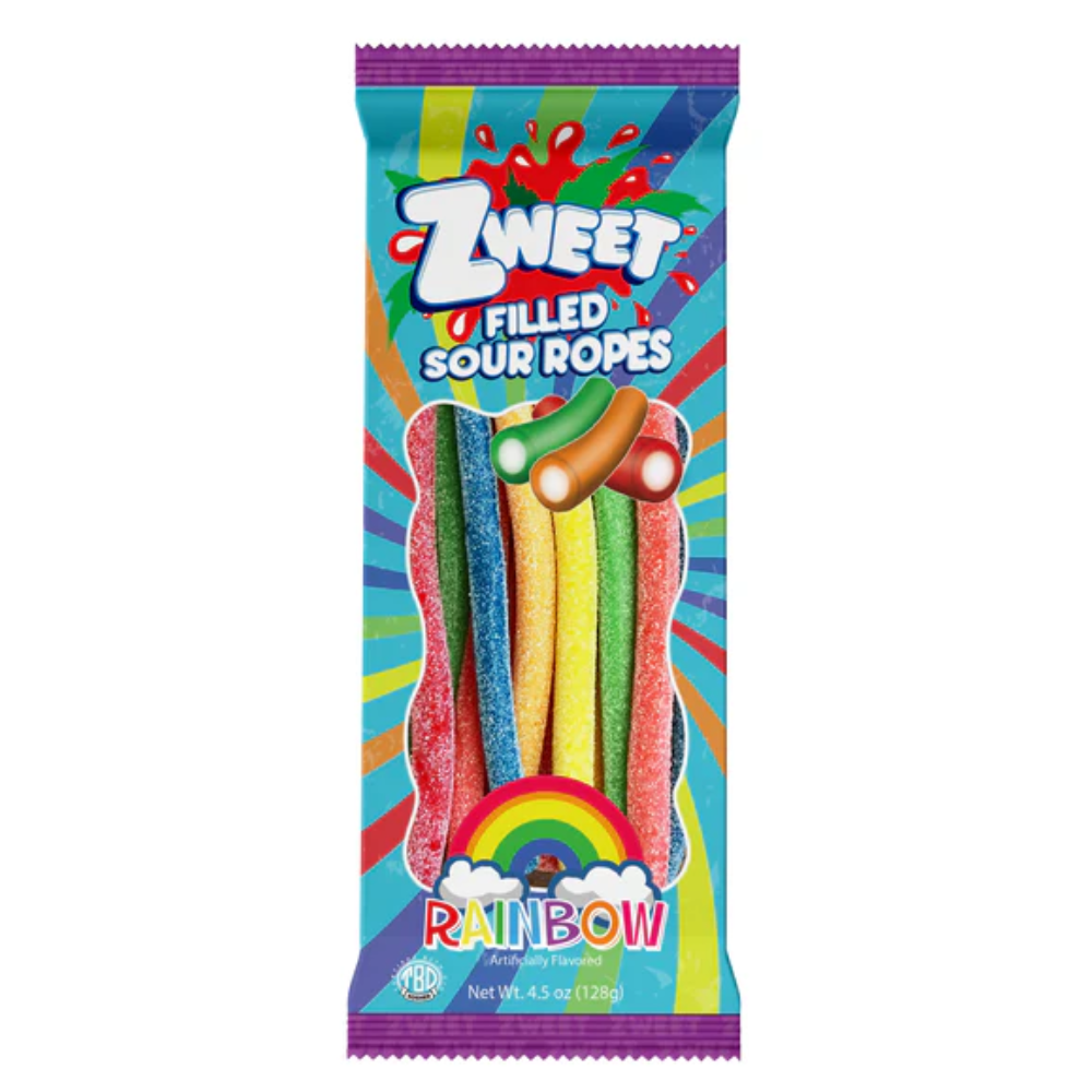 ZWEET SOUR ROPES FILLED RAINBOW GO-PACK 128g