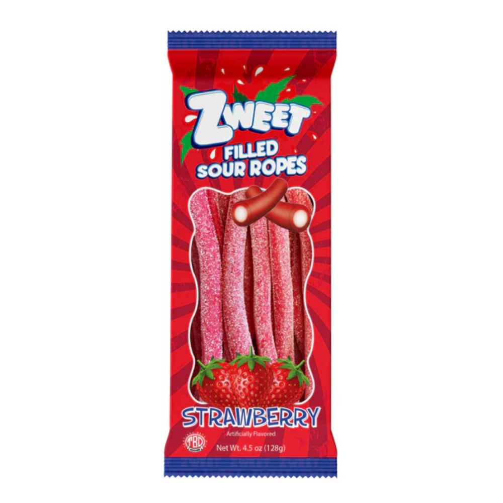 ZWEET SOUR ROPES FILLED STRAWBERRY GO-PACK 128g
