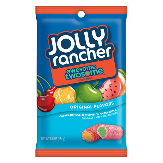 Jolly Rancher Awesome Twosome Soft Candy Cherry -Orange & Watermelon -Green Apple 184g