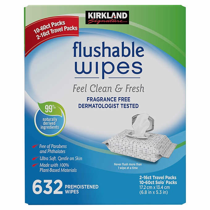 Kirkland Signature Moist Flushable Wipes 640 Wipes