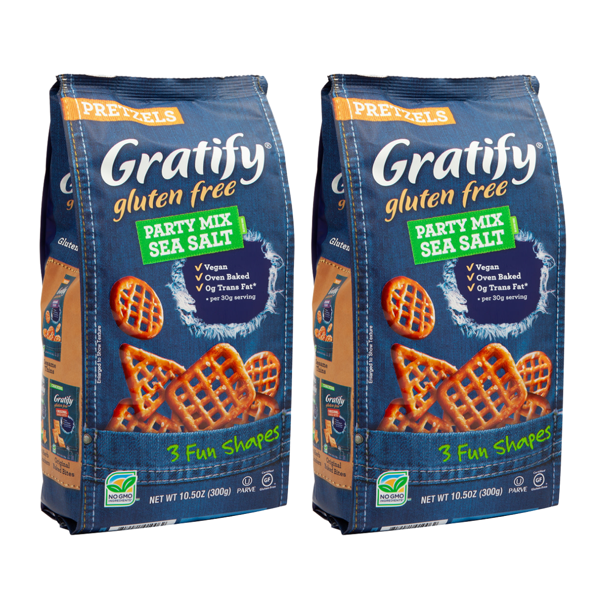 Gratify Gluten Free Pretzels Party Mix Sea Salt 300g x 2