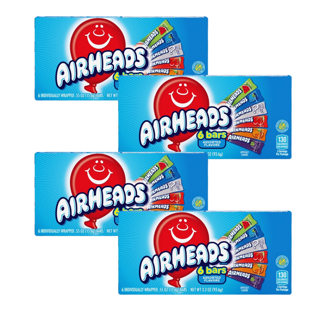 Airheads Assorted Candy 6 Bars 93g x 4