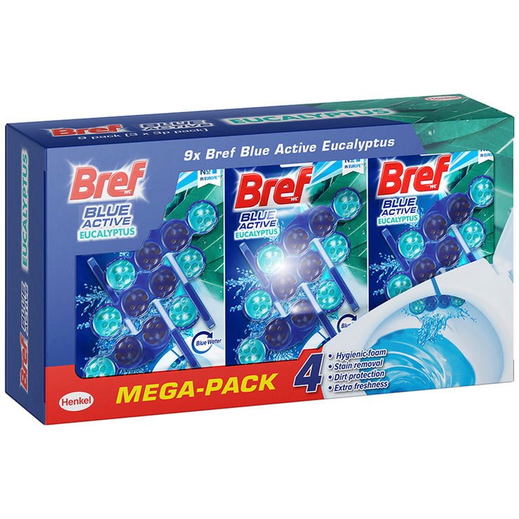 Bref Blue Active Eucalyptus Rim Block Toilet Cleaner 9 x 50g