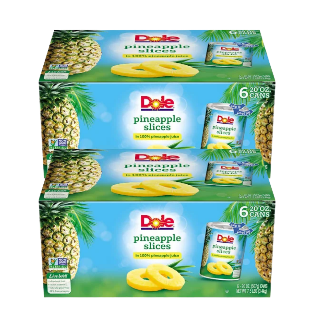 Dole Canned Pineapple Chunks in 100% Pineapple Juice Case