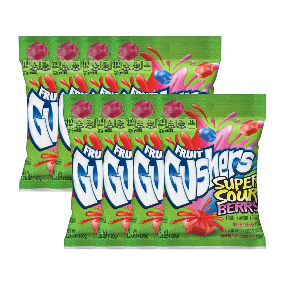 Gushers Fruit Flavored Snacks Super Sour Berry 120g x 8