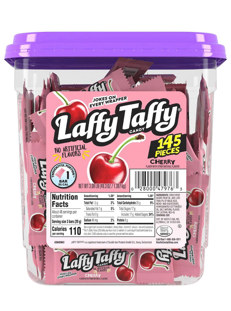 Laffy Taffy Tub Cherry 145 Pieces 1.39kg