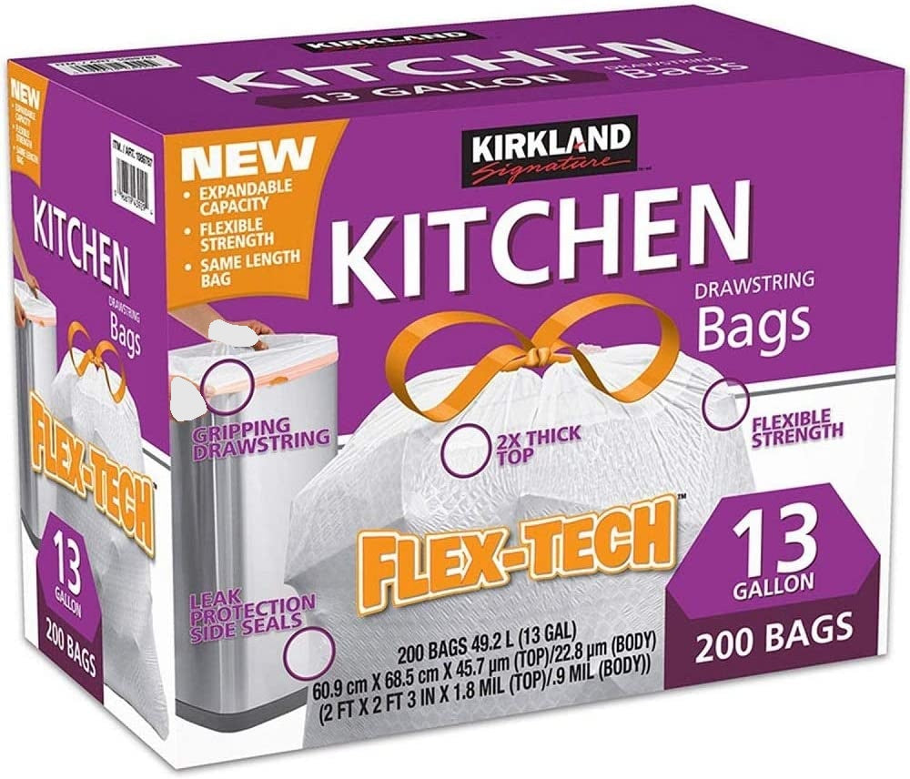 Kirkland Signature Flex-Tech 33-Gallon Trash Bag, 90-count